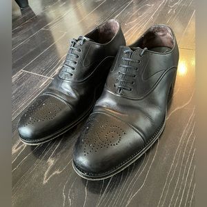 👞🔥 Massimo Dutti Black Leather Brogue Oxford Shoes - size 10 / 43